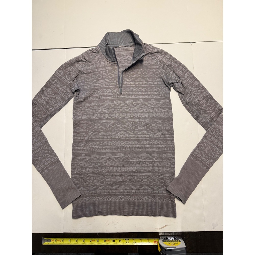 Lululemon Swiftly Tech 1/2 Zip 2.0 Grey Jacquard Fair Isle Pullover Top
